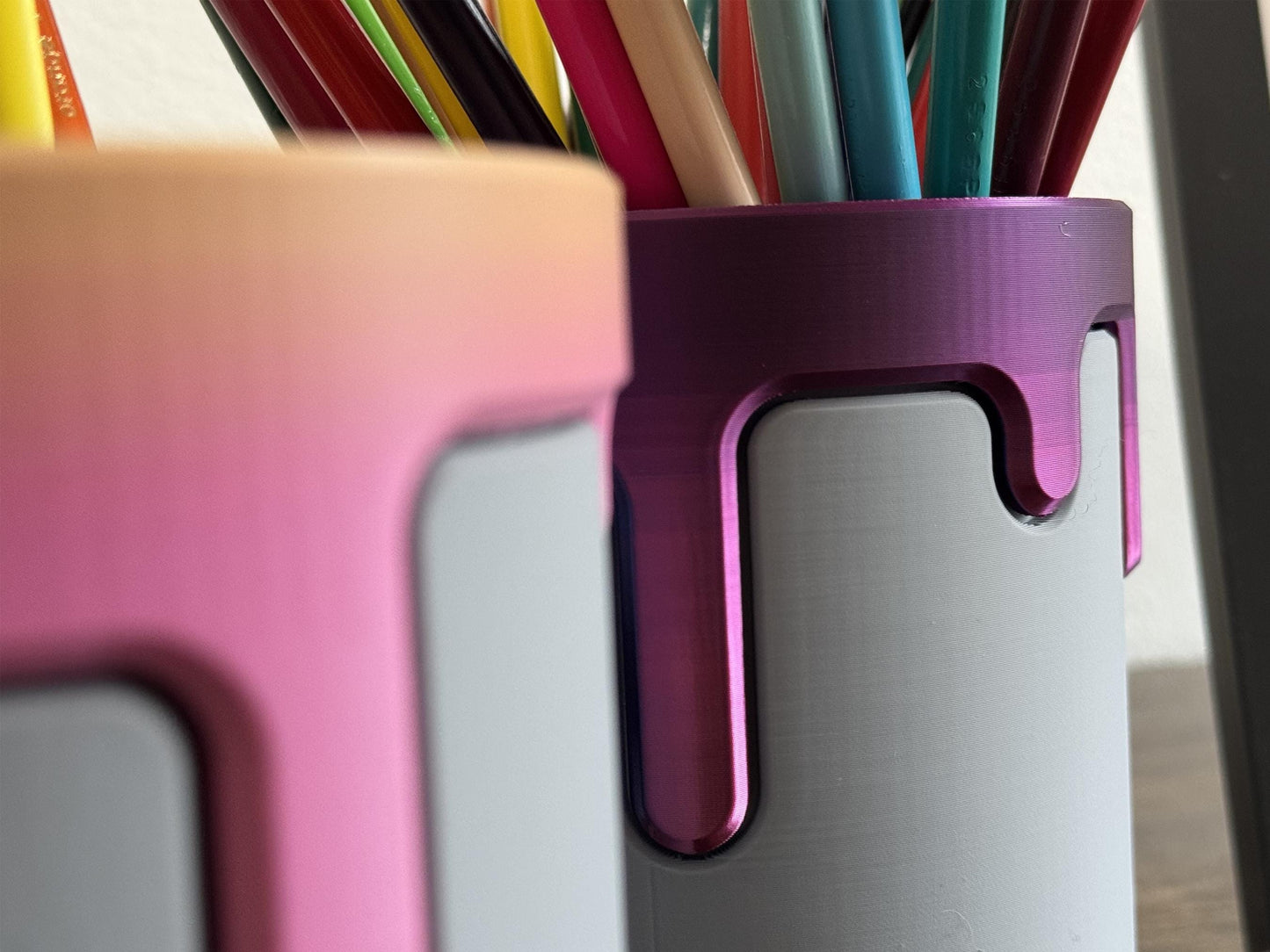 Drippy Paint bucket pencil holder w/removeable slotted insert, Office Accessory, Artist Desk organizer, Paint Pen Holder, Desk Decor
