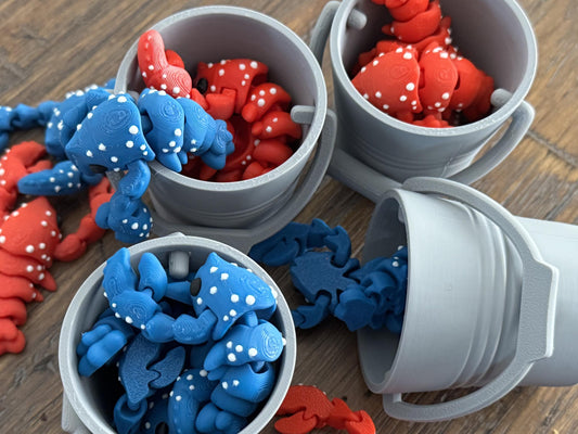 Pocket Pet Lobster Fidget Toy with bucket, Articulating Fidget Toys, 3D Printed, Toy Decor, School