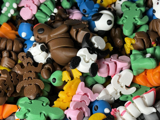 Mini 3D Printed Mystery Animal Packs Articulating Figurines Fun Designs Including Random Mystery with each order