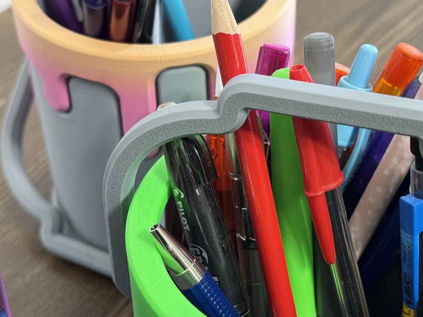 Drippy Paint bucket pencil holder w/removeable slotted insert, Office Accessory, Artist Desk organizer, Paint Pen Holder, Desk Decor