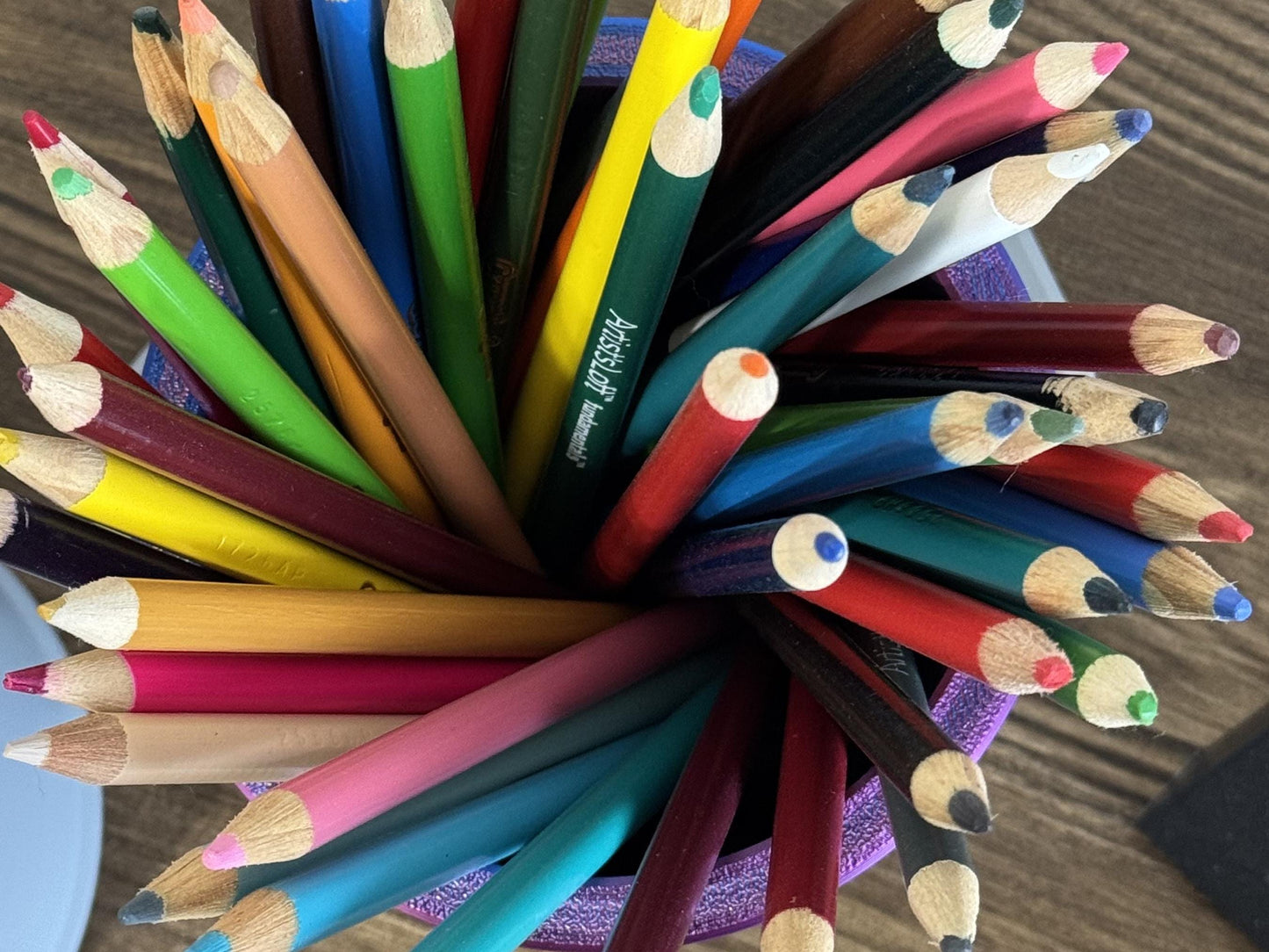 Drippy Paint bucket pencil holder w/removeable slotted insert, Office Accessory, Artist Desk organizer, Paint Pen Holder, Desk Decor