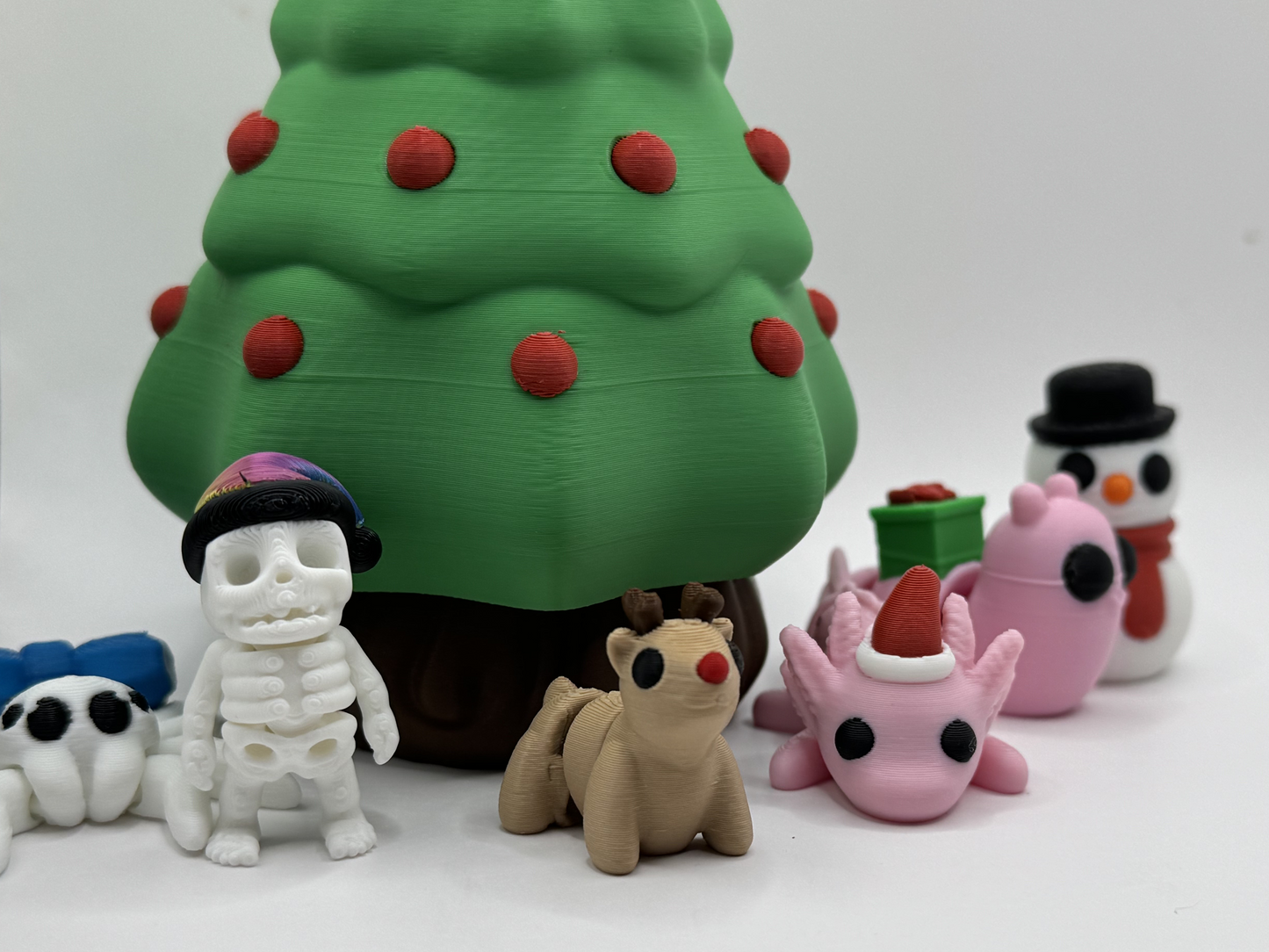 Christmas Minis With Locking Christmas Tree Container | Christmas Pocket-Sized Fidget Minis | Cute Seasonal Animals
