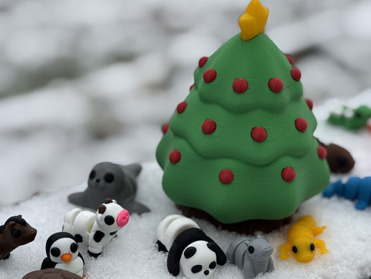 Christmas Minis With Locking Christmas Tree Container | Christmas Pocket-Sized Fidget Minis | Cute Seasonal Animals
