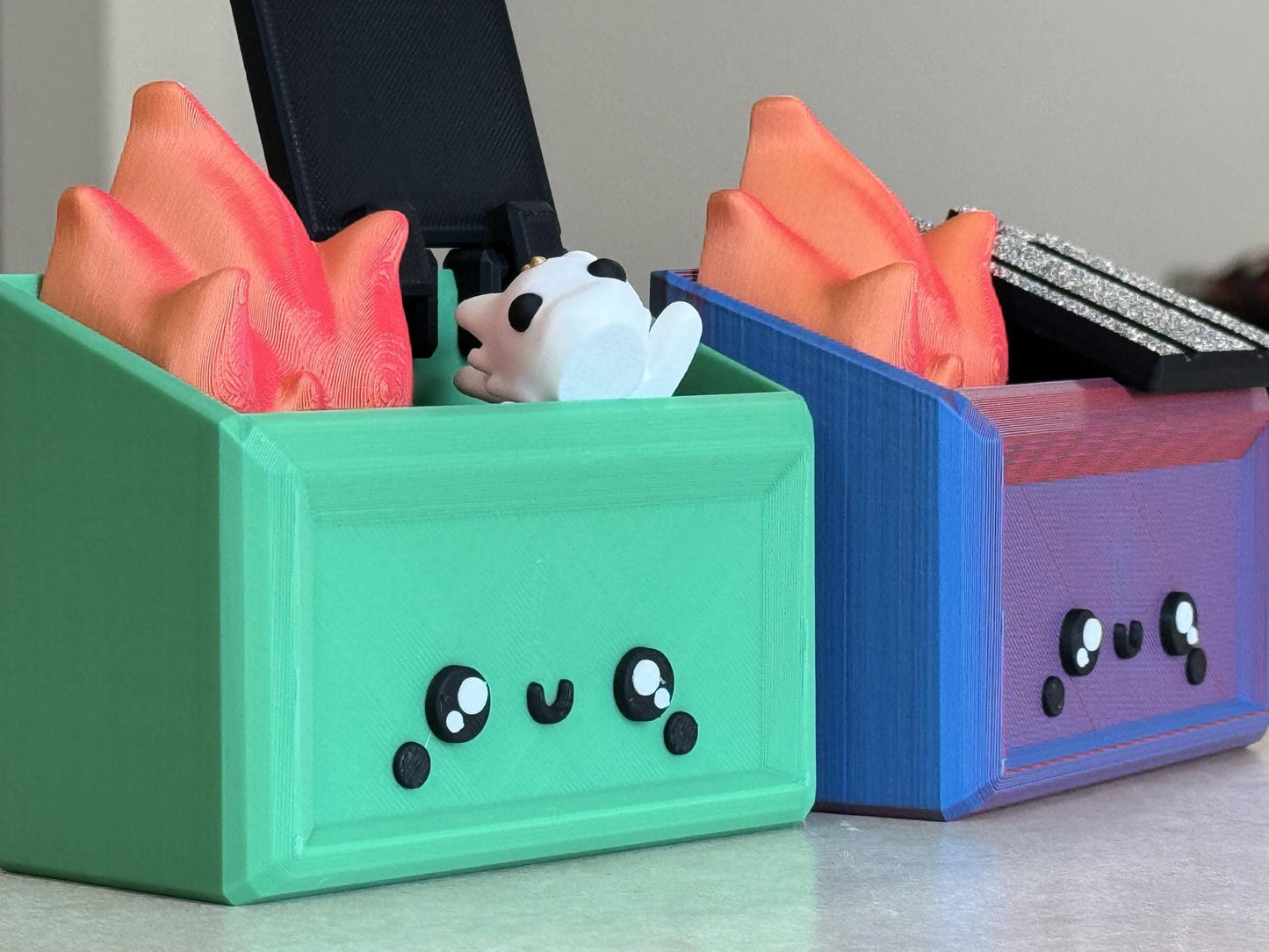 3D Printed Dumpster Fire Desk Figurine