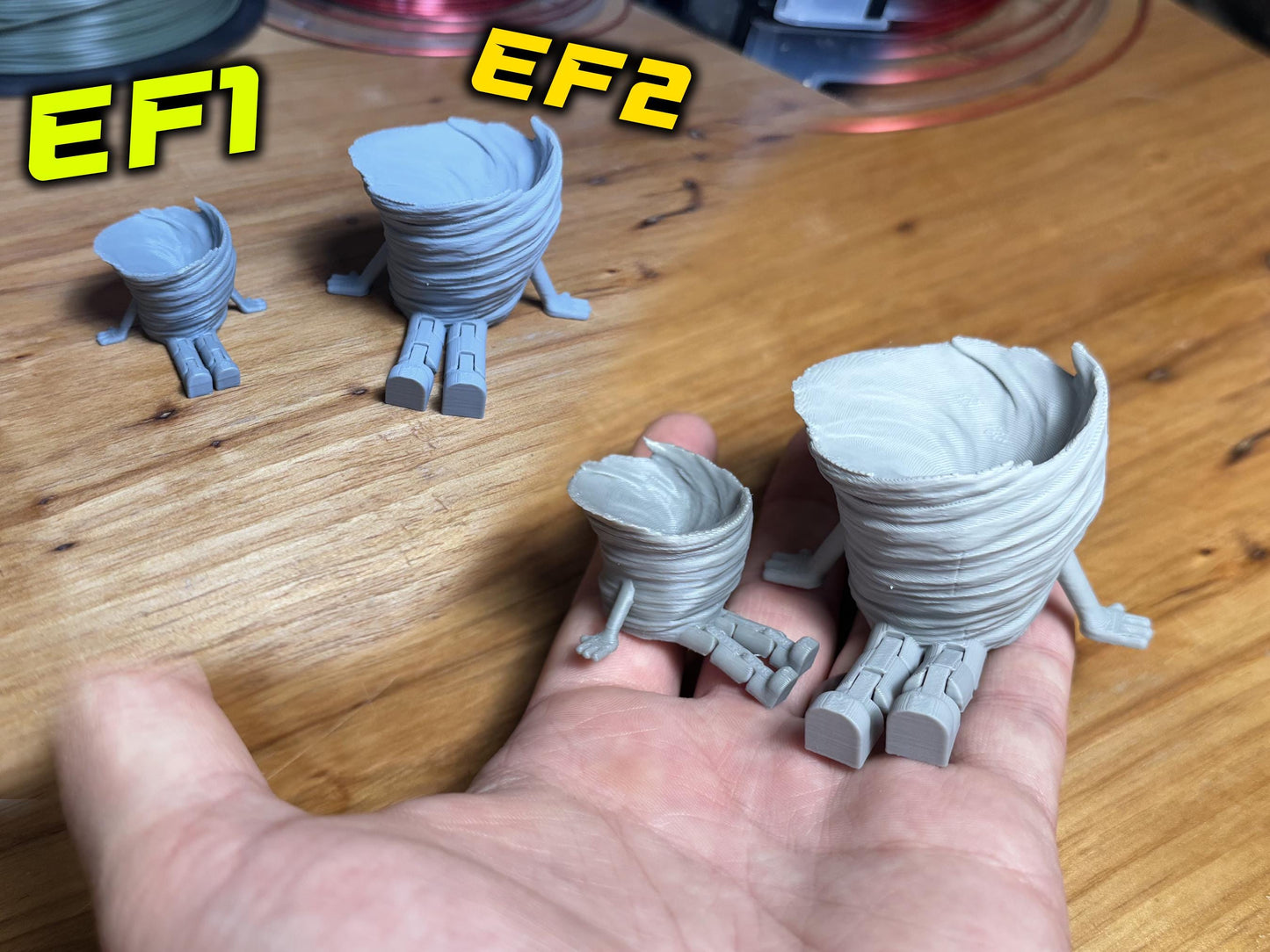 Tornado Buddy – Articulating Flexi Storm Figure with Arms & Legs – EF1 to EF5 Twister Collectible 3D Printed – Fun Desk Toy Gift