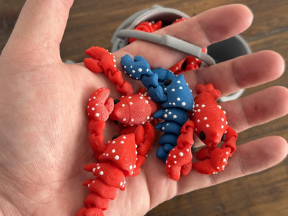 Pocket Pet Lobster Fidget Toy with bucket, Articulating Fidget Toys, 3D Printed, Toy Decor, School