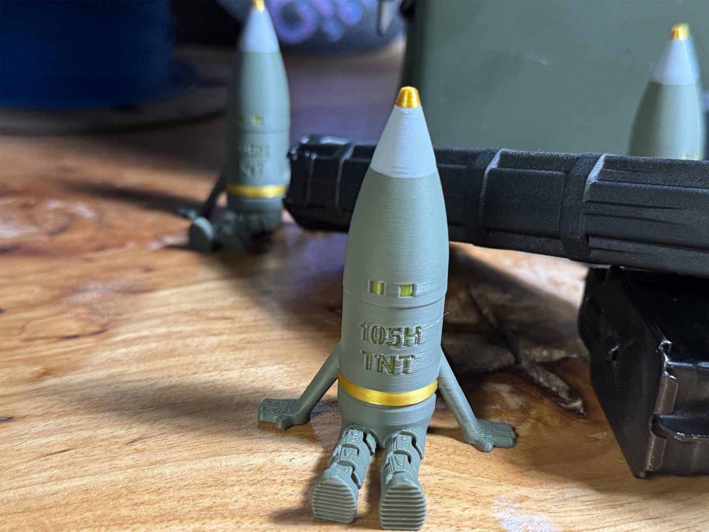 105MM Artillery Shell Buddy – Unique Military-Inspired Desk Toy or Gift, 3D Printed, Articulating, Military Gift,