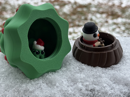 Christmas Minis With Locking Christmas Tree Container | Christmas Pocket-Sized Fidget Minis | Cute Seasonal Animals