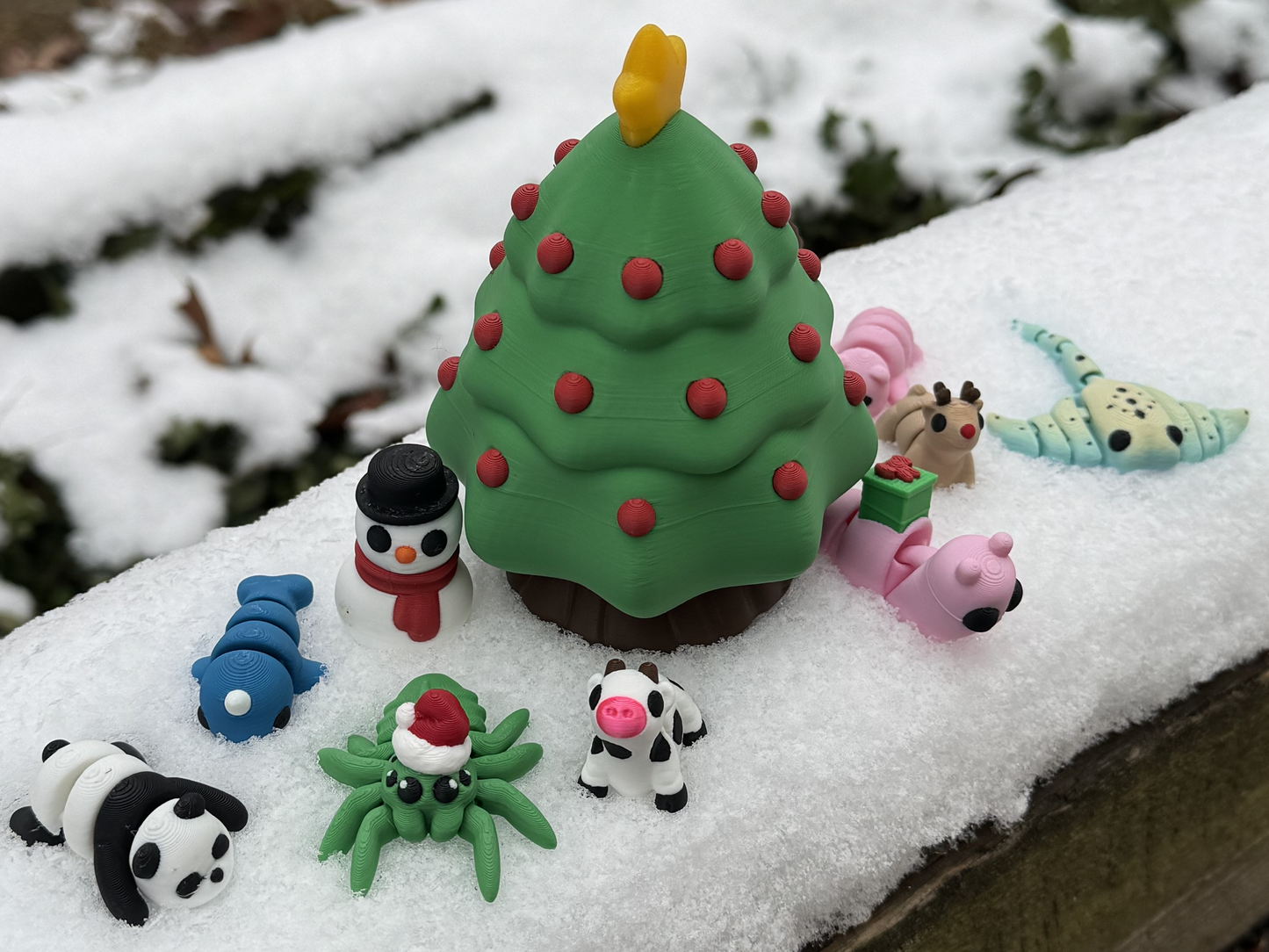 Christmas Minis With Locking Christmas Tree Container | Christmas Pocket-Sized Fidget Minis | Cute Seasonal Animals