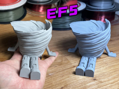 Tornado Buddy – Articulating Flexi Storm Figure with Arms & Legs – EF1 to EF5 Twister Collectible 3D Printed – Fun Desk Toy Gift