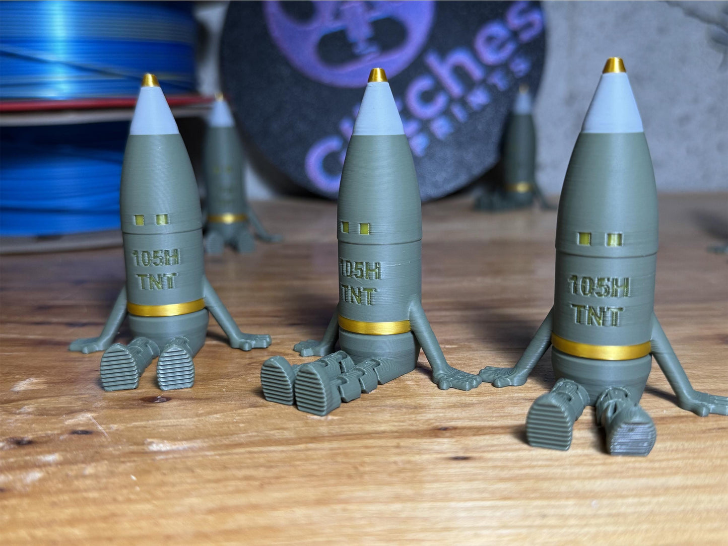 105MM Artillery Shell Buddy – Unique Military-Inspired Desk Toy or Gift, 3D Printed, Articulating, Military Gift,