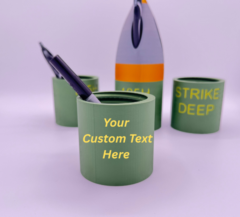 Artillery Shell Pen Holder with Hidden Storage