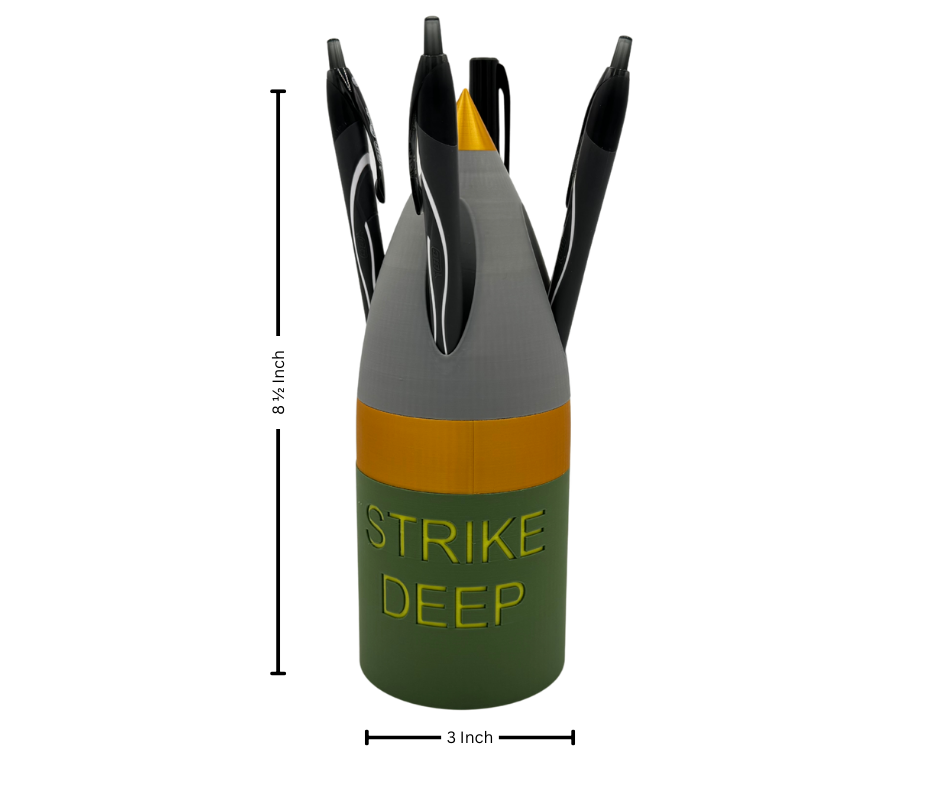 Artillery Shell Pen Holder with Hidden Storage