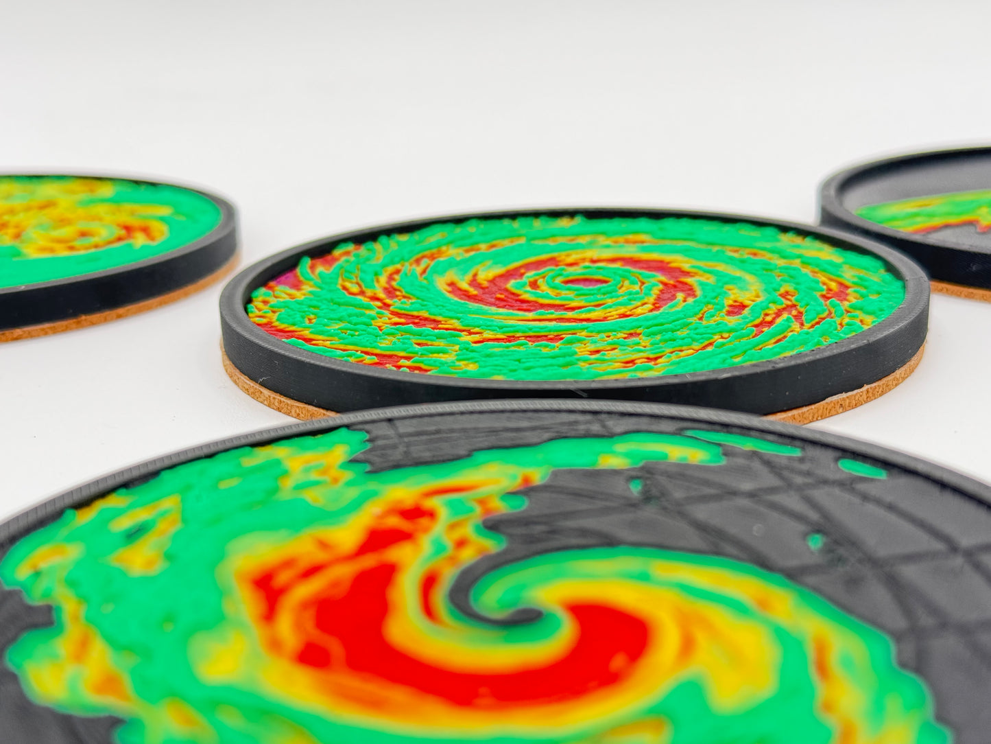 Weather Themed Coaster Set, Tornado Radar Coasters with Holder, Hurricane Storm Decor, Meteorologist Gift, Storm Chaser Desk Accessories