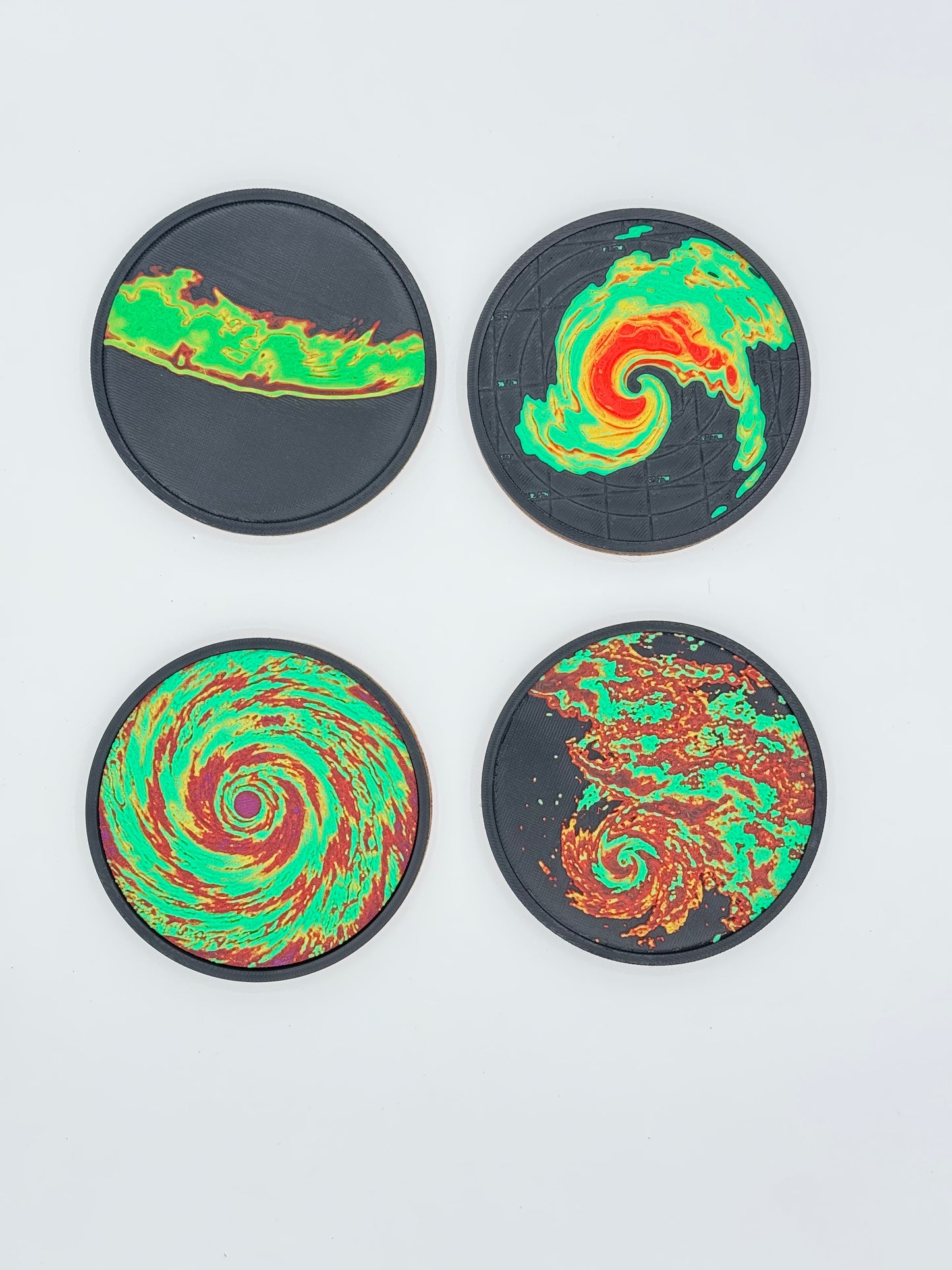 Weather Themed Coaster Set, Tornado Radar Coasters with Holder, Hurricane Storm Decor, Meteorologist Gift, Storm Chaser Desk Accessories