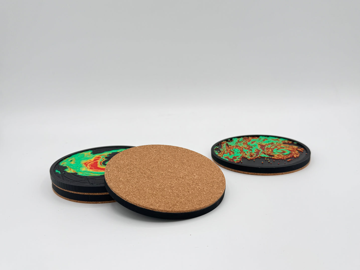 Weather Themed Coaster Set, Tornado Radar Coasters with Holder, Hurricane Storm Decor, Meteorologist Gift, Storm Chaser Desk Accessories