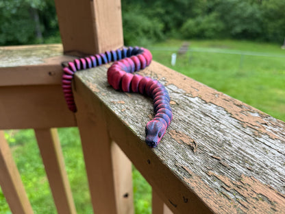 Articulated 3D Printed Ball Python Snake – Realistic Poseable Reptile Toy, Custom Colors, Fun Fidget Collectible