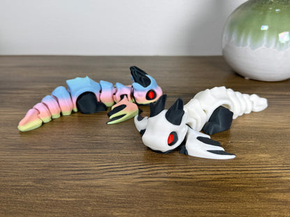 Marrow Dragon | 3D Printed Skeleton Dragon Figurine | Articulated Fantasy Creature Toy | Gothic Spooky Desk Decor