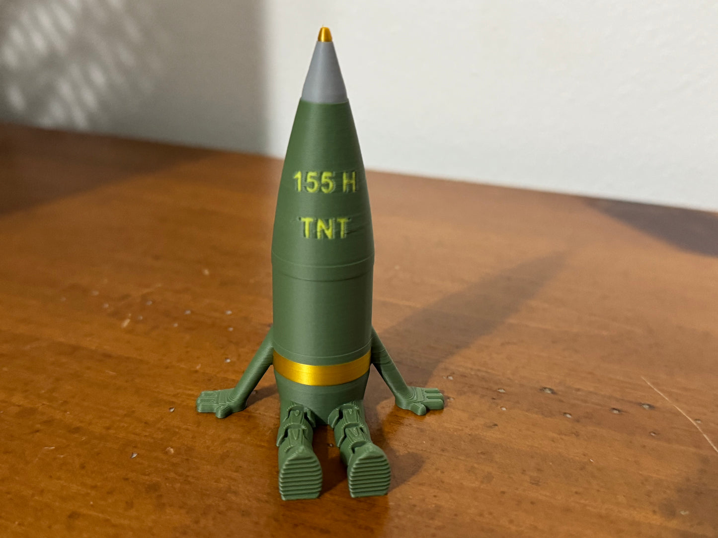 155H Artillery Shell Buddy – Unique Military-Inspired Desk Toy or Gift, 3D Printed, Articulating, Military Gift,