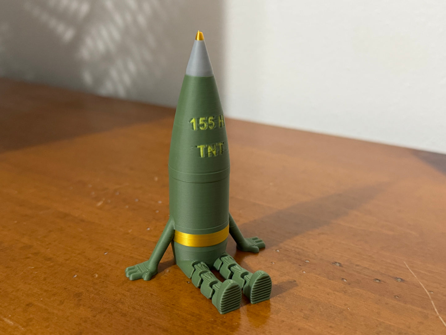 155H Artillery Shell Buddy – Unique Military-Inspired Desk Toy or Gift, 3D Printed, Articulating, Military Gift,