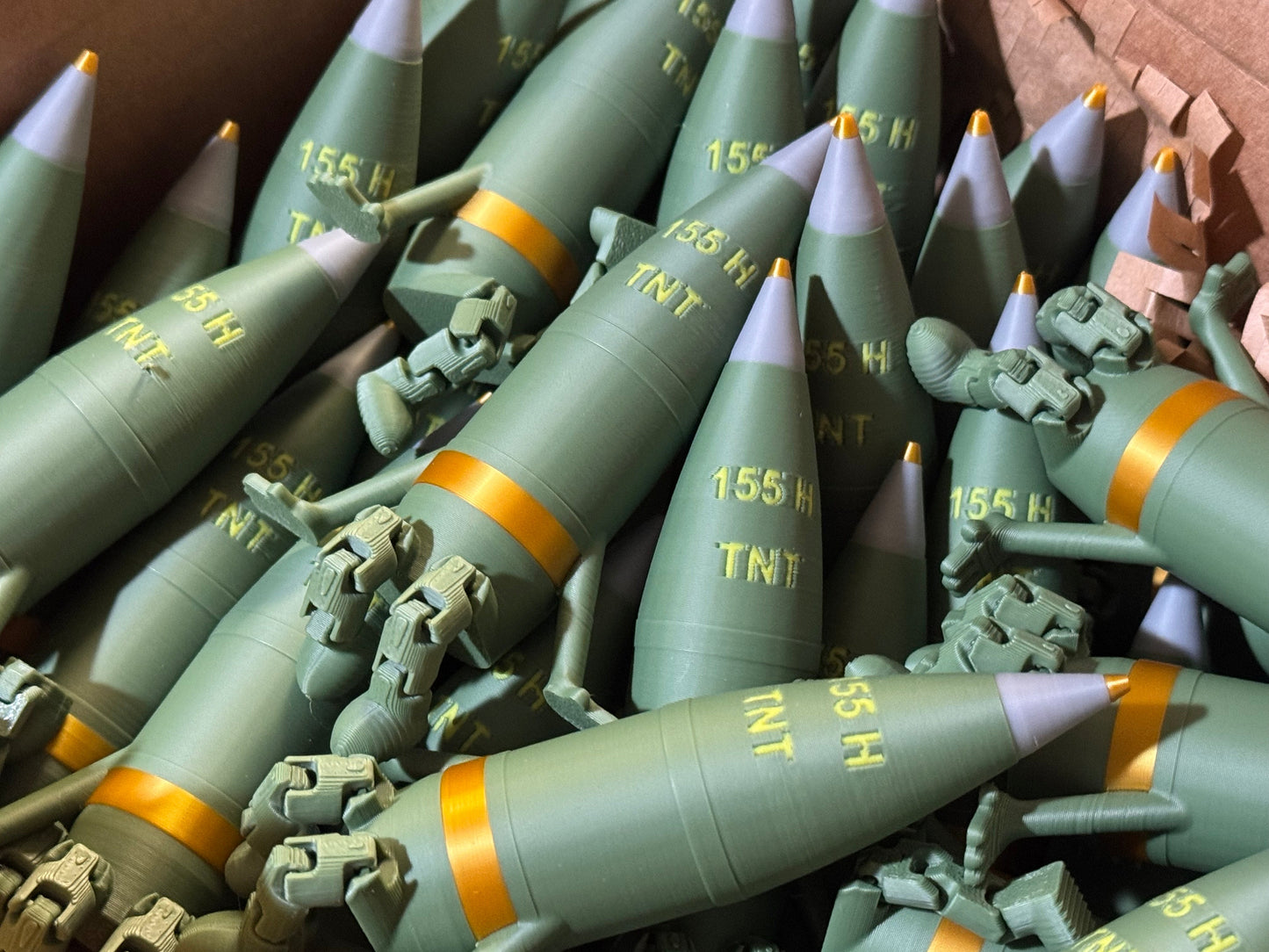 155H Artillery Shell Buddy – Unique Military-Inspired Desk Toy or Gift, 3D Printed, Articulating, Military Gift,