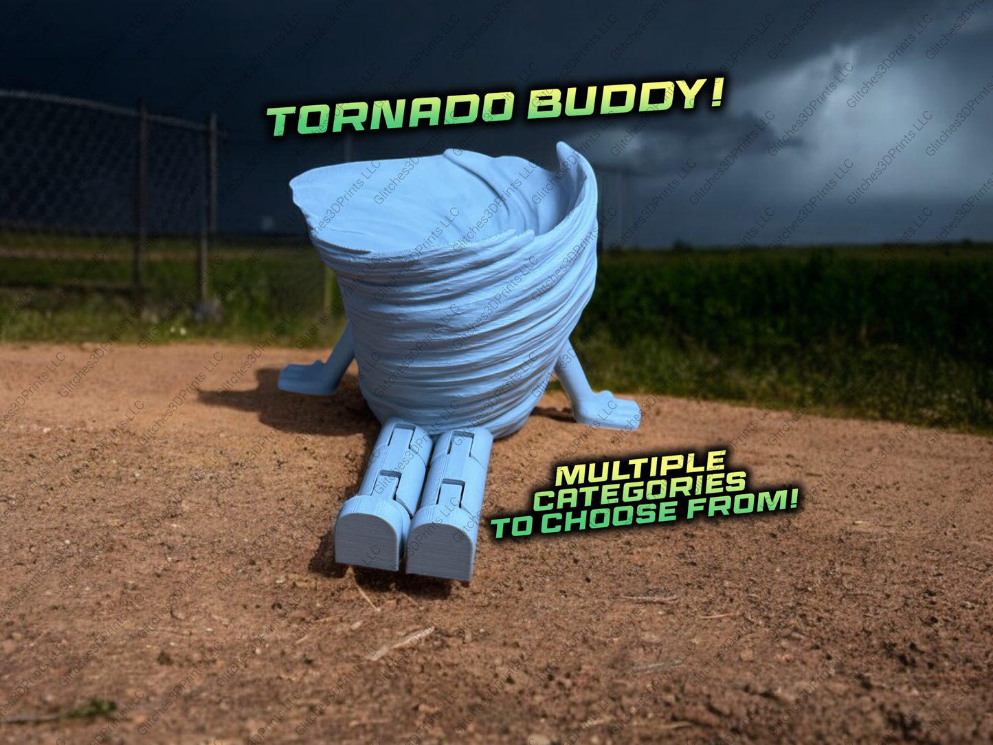 Tornado Buddy Copyright Pending– Articulating Flexi Storm Figure with Arms & Legs – EF1 to EF5 Twister Collectible 3D Printed – Fun Desk Toy Gift