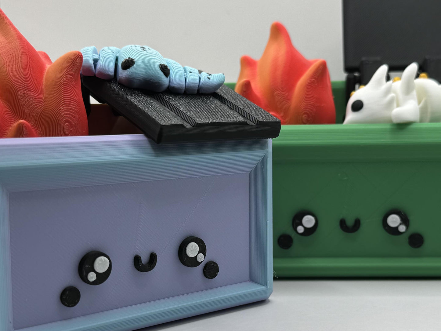 3D Printed Dumpster Fire Desk Figurine