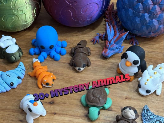 Mini 3D Printed Mystery Animal Packs Articulating Figurines Fun Designs Including Random Mystery with each order