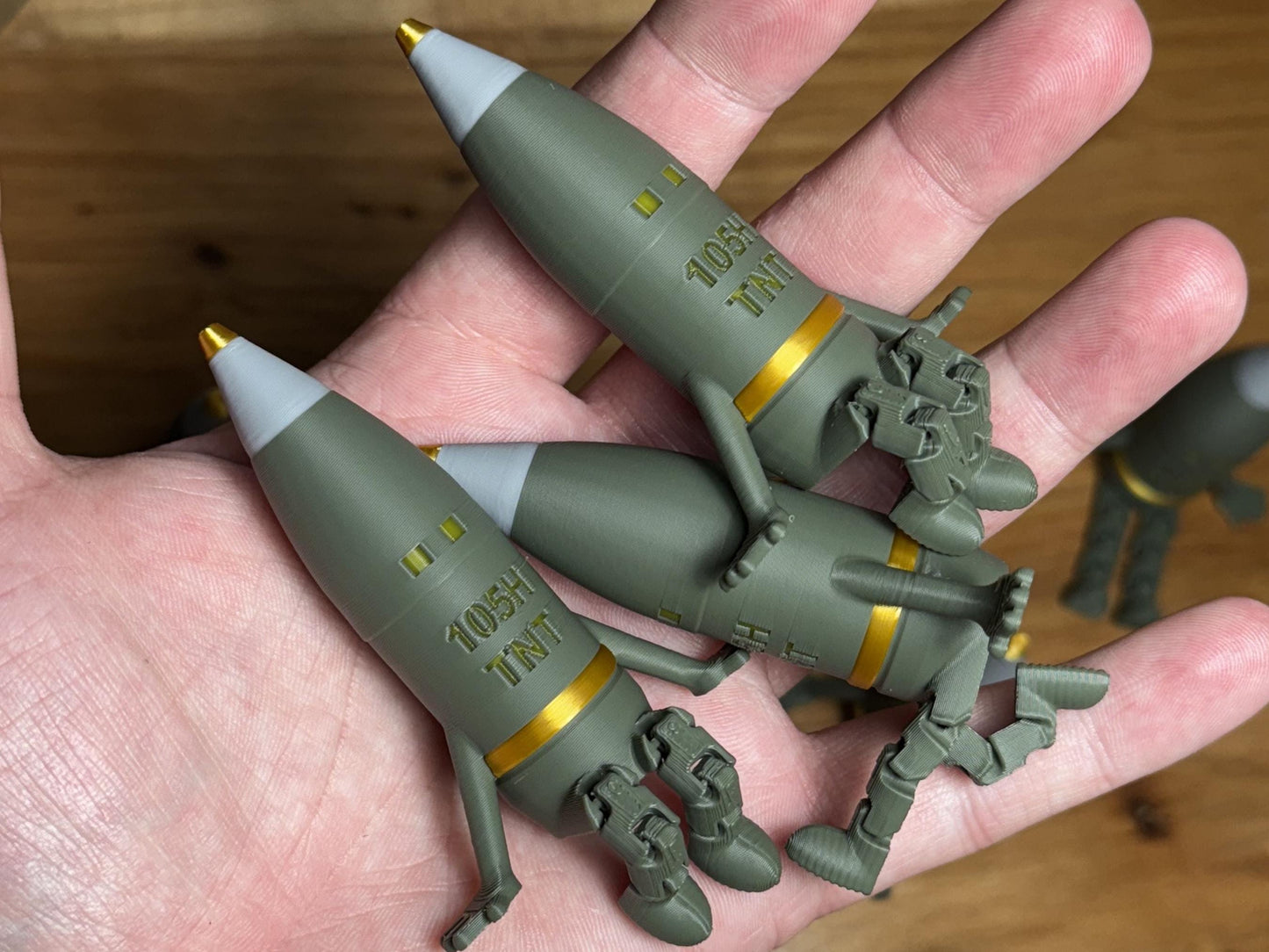105MM Artillery Shell Buddy – Unique Military-Inspired Desk Toy or Gift, 3D Printed, Articulating, Military Gift,