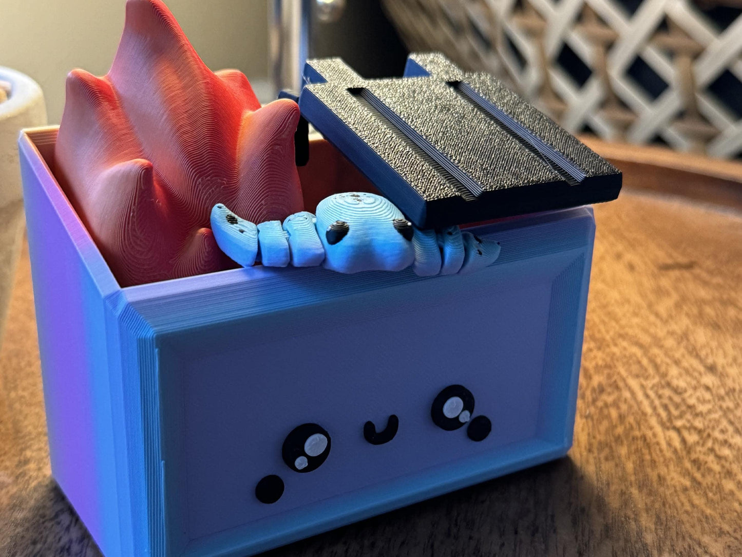 3D Printed Dumpster Fire Desk Figurine